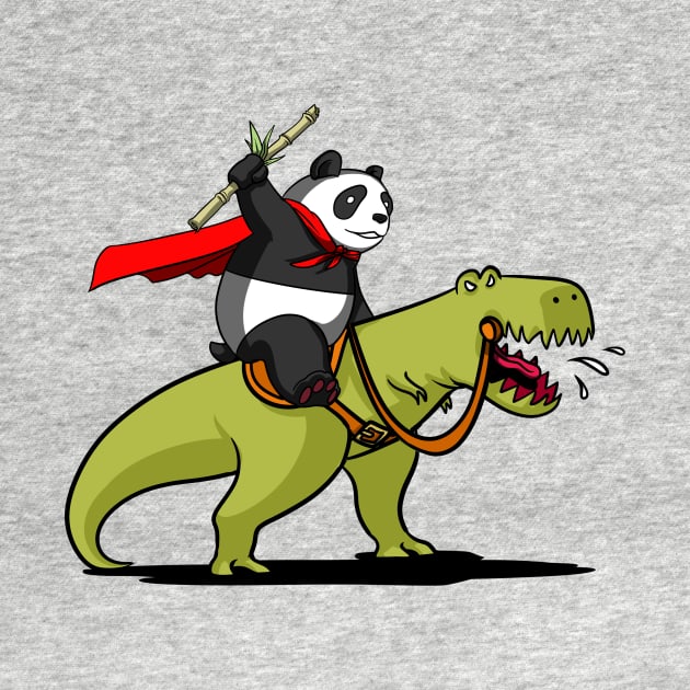 Panda Bear Riding A T-Rex Dinosaur by underheaven